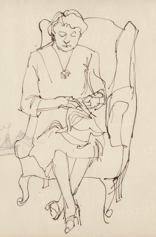 Woman sewing, c1950. Creator: Shirley Markham.