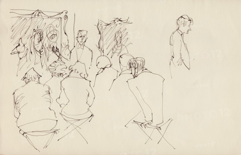 Lecture in an art gallery, c1950. Creator: Shirley Markham.