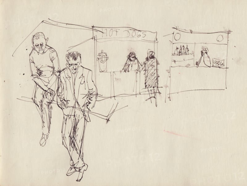 Young men at a funfair, c1950. Creator: Shirley Markham.