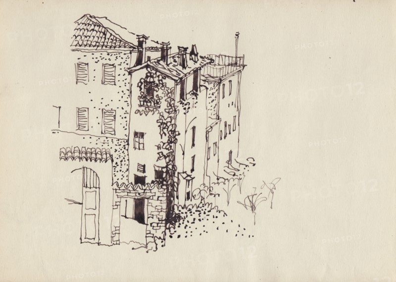 House with mansard roof, Italy, c1950. Creator: Shirley Markham.