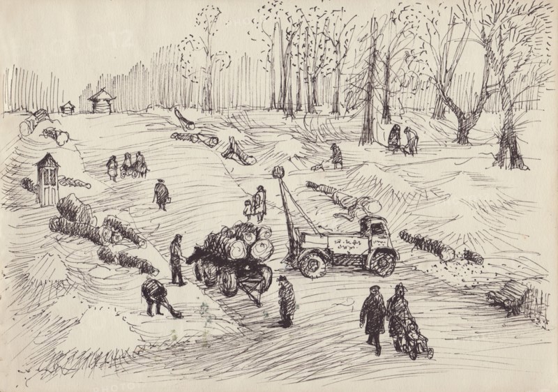 Tree-felling, c1950. Creator: Shirley Markham.
