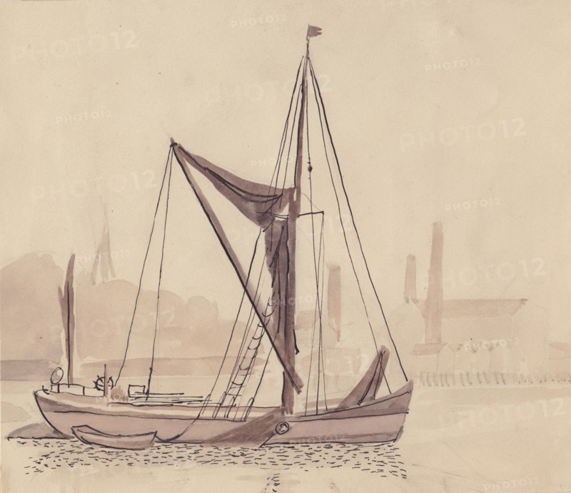 Thames barge, 1951. Creator: Shirley Markham.