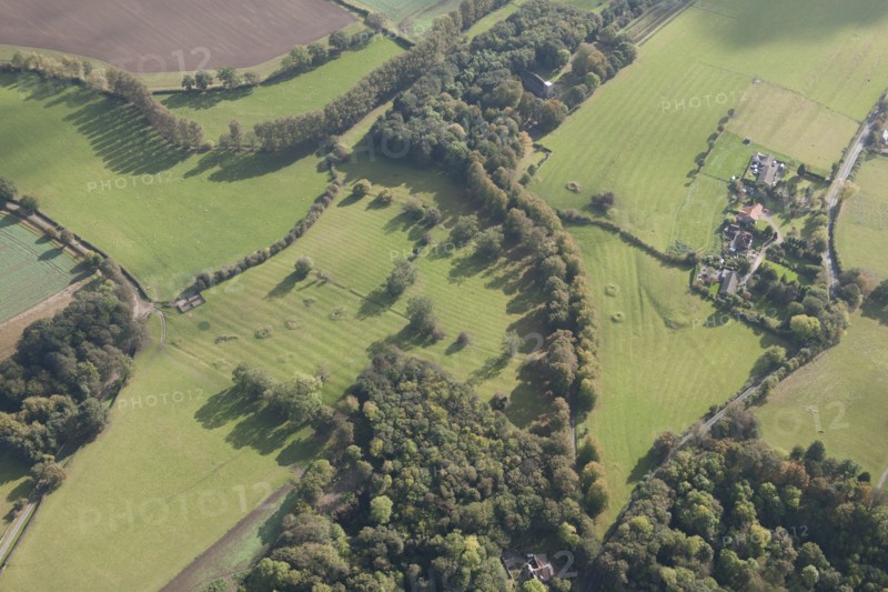 Disused mine shafts and ridge and furrow earthworks, Middleton Tyas, North Yorkshire, 2014
