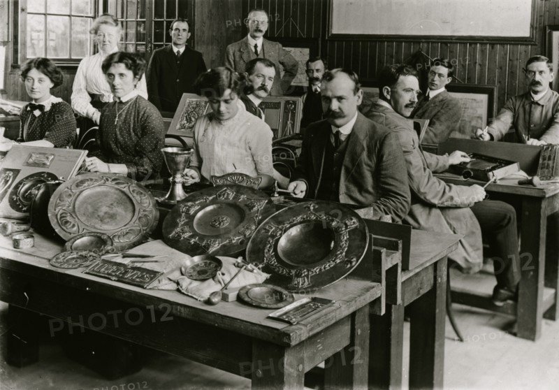 Men and women in tinsmithing and plating class, within 20 miles of Barry, before 19