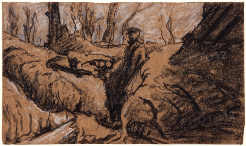 A Man in a Trench, c1914.