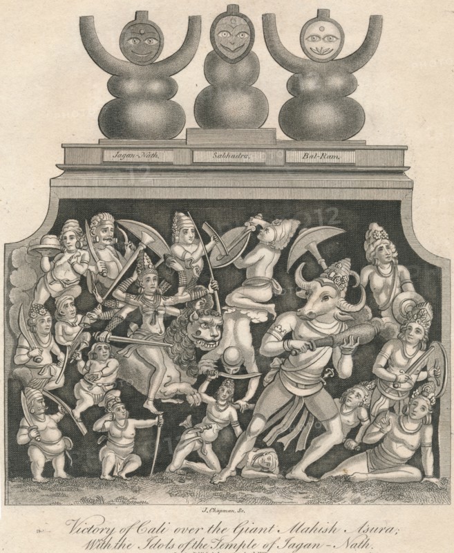 Victory of Cali over the Giant Mahish Asura; With the Idols of the Temple of Jagan-Nath', 1809.