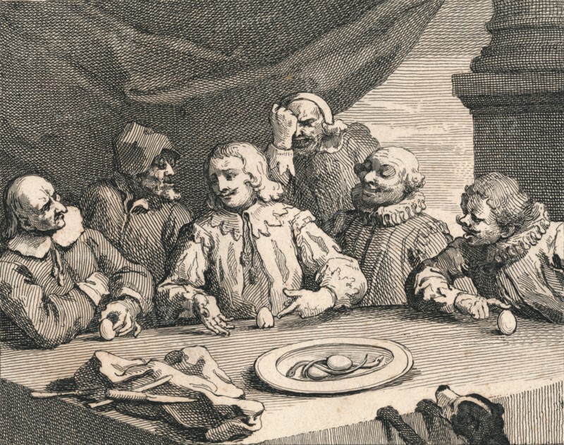 Christopher Columbus cracking the egg, 1753.