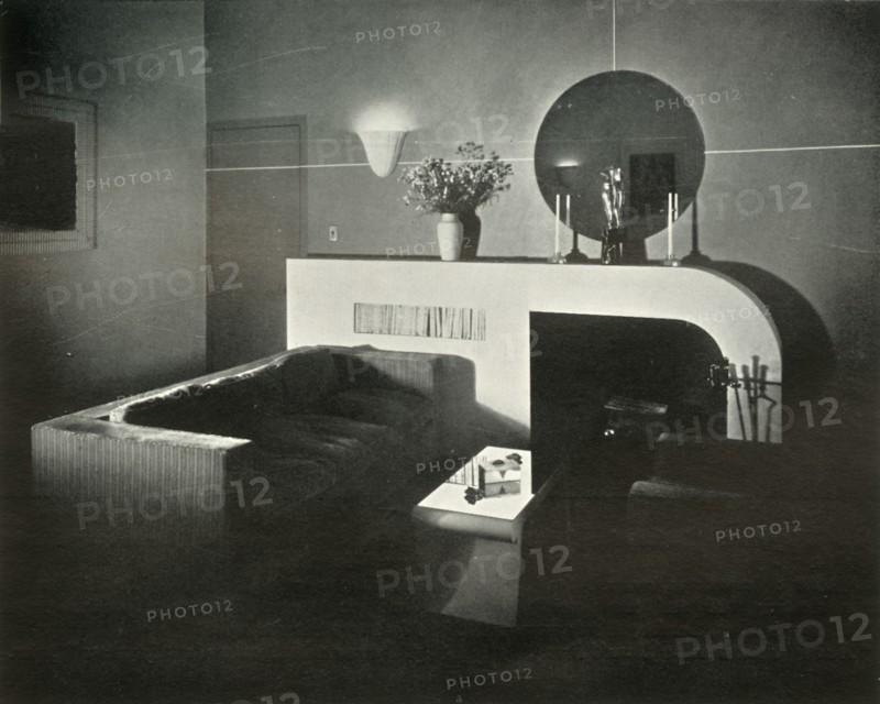 New York pent-house home of Raymond Loewy, designed by himself - Fireplace', 1937.