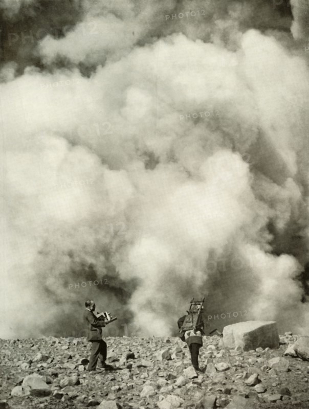 Smoke and Steam Rising from Asama's Crater after the Explosion', 1910.