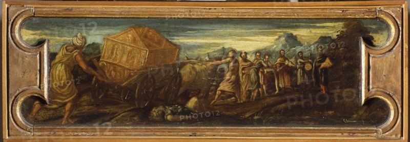 King David bearing the Ark of the Covenant into Jerusalem.
