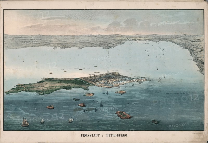 Panoramic view of Kronstadt, 1853.