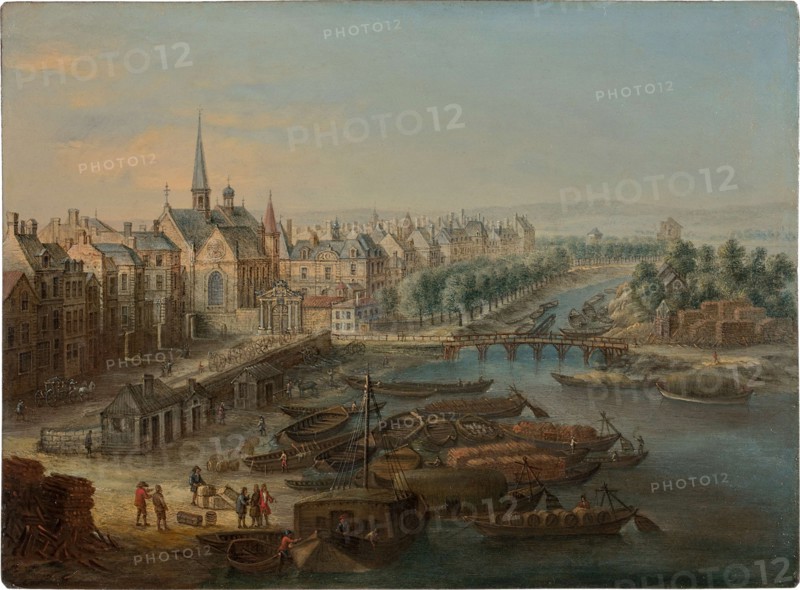 View of the Arsenal, the port Saint Paul and the quai des Célestins in Paris, 1730s.
