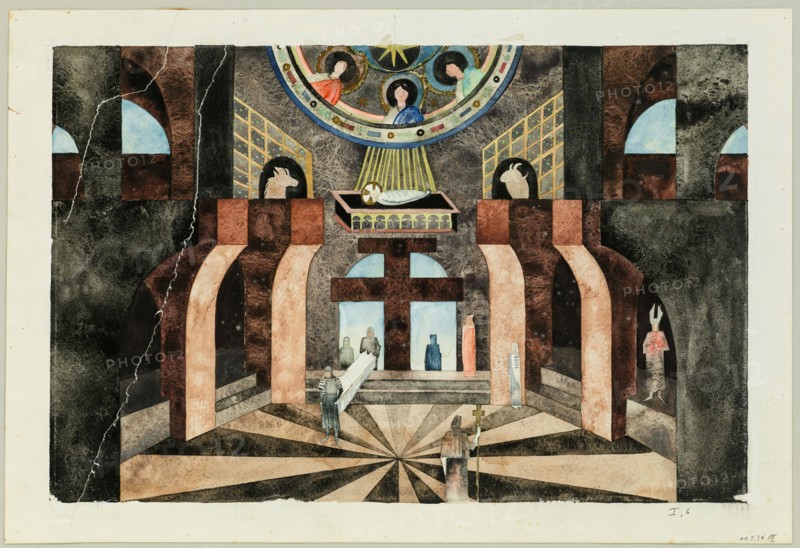 Stage design for the Tragedy Die Nibelungen by Friedrich Hebbel, ca 1934.