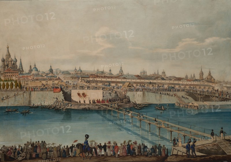 Cornerstone Laying Ceremony for the Moskvoretsky Bridge in Moscow, 1830.