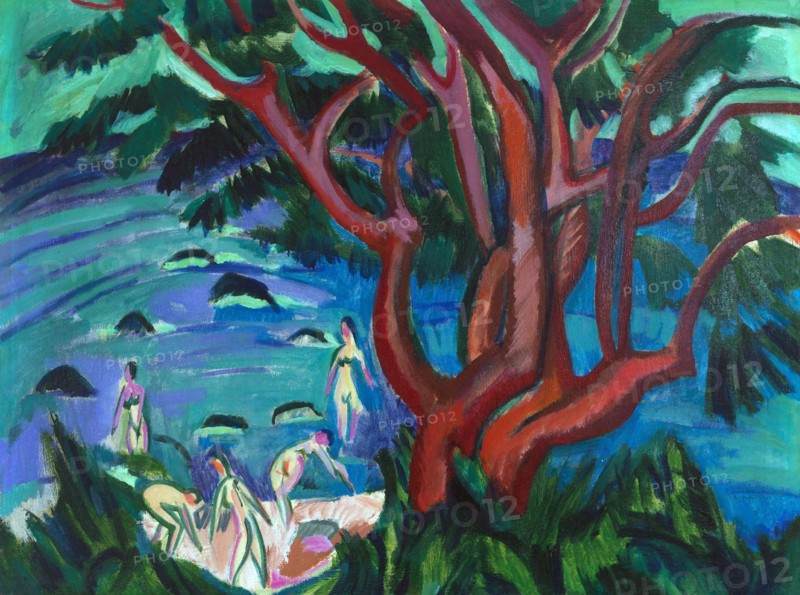 Red tree at the beach, 1913.