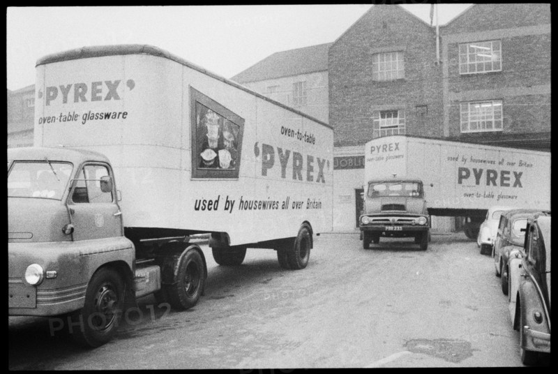 Delivery lorries, Wear Flint Glass Works, Alfred Street, Millfield, Sunderland, 1961