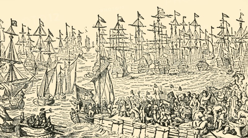 The Embarkation of William of Orange from Holland for England, 1688', c1930.