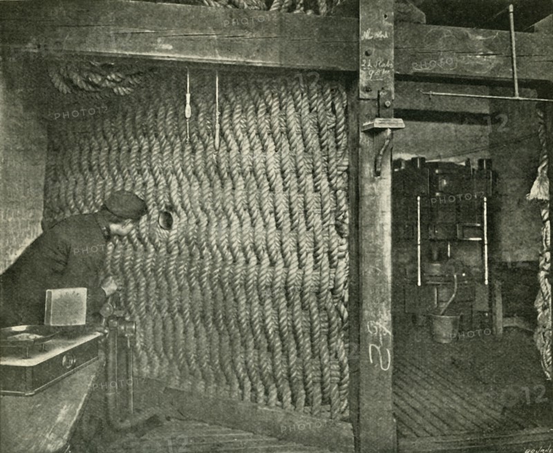 Rope Screen Used For Protection While Pressing Explosive Gun-Cotton', 1901.