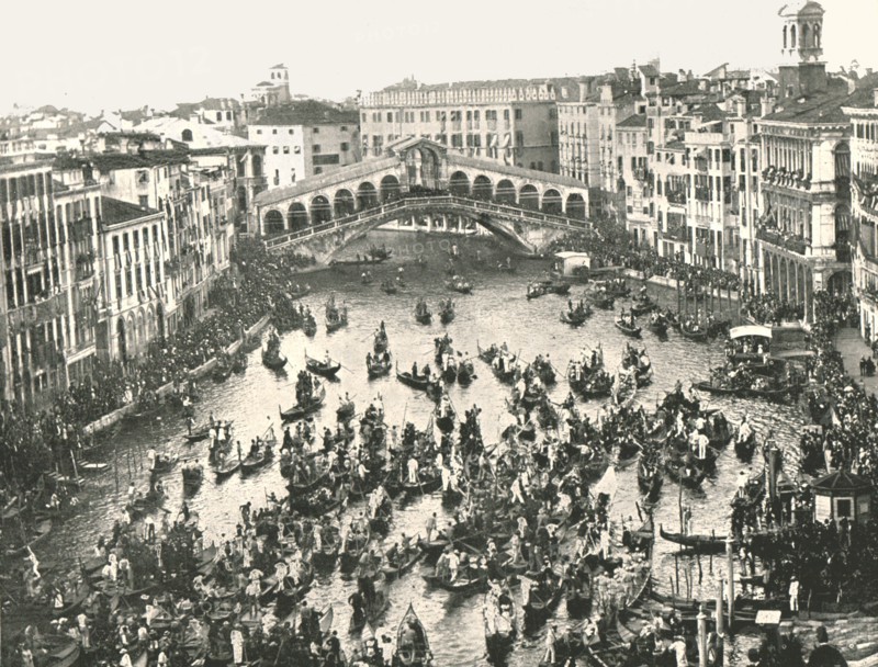 Fete Day on the Grand Canal, Venice, Italy, 1895.