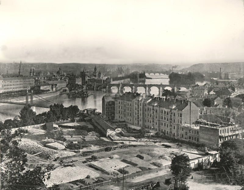 View of the city of Prague, Czechoslovakia, 1895.