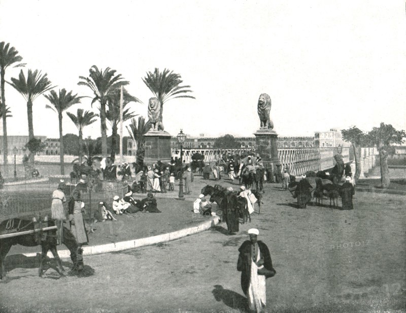 The Kasr-el-nil Bridge, Cairo, Egypt, 1895.