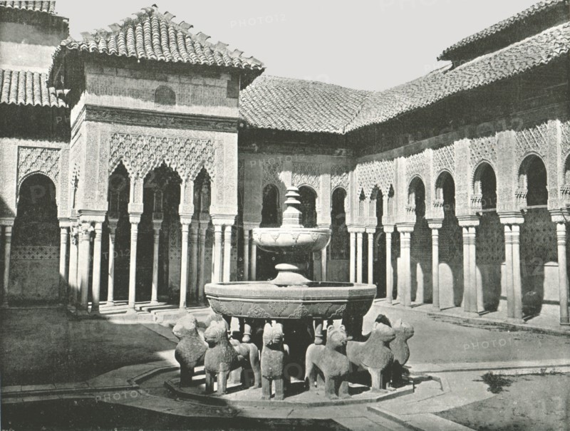 The Court of the Lions, Alhambra, Granada, Spain, 1895.