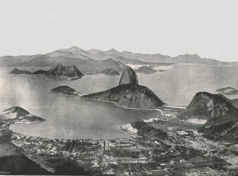 Entrance to the Bay from the summit of Corcovado, Rio de Janeiro, Brazil, 1895.