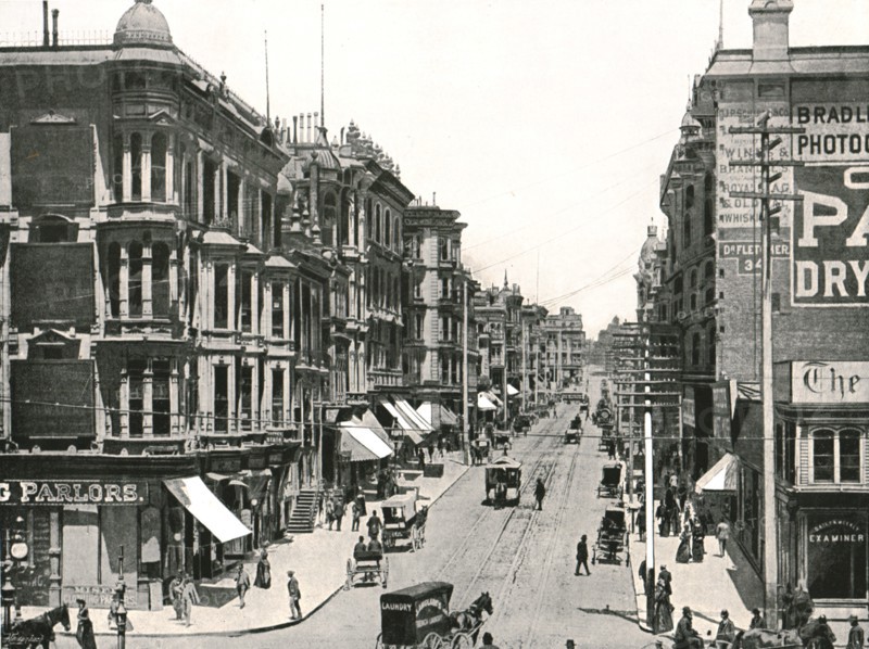 Grant Avenue looking north from Market Street, San Francisco, USA, 1895.