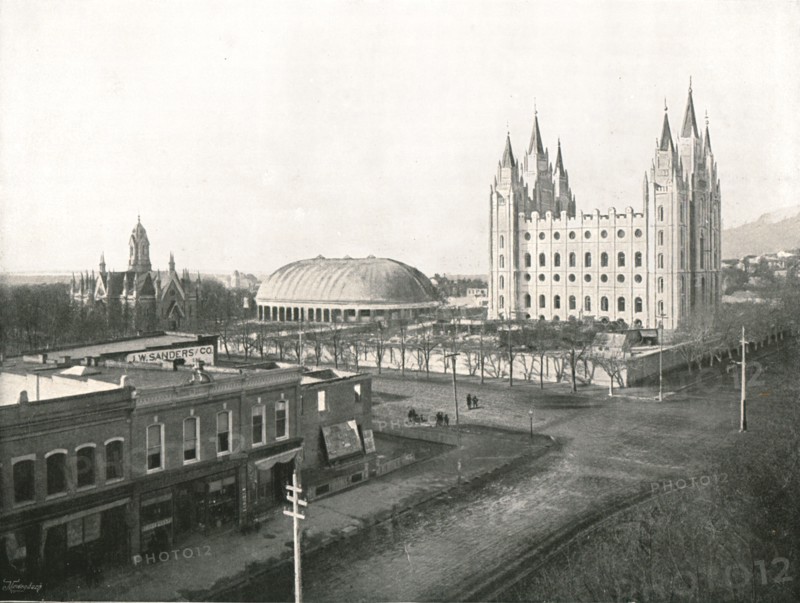 The Assembly Hall, Tabernacle and Mormon Temple', Salt Lake City, USA, 1895.