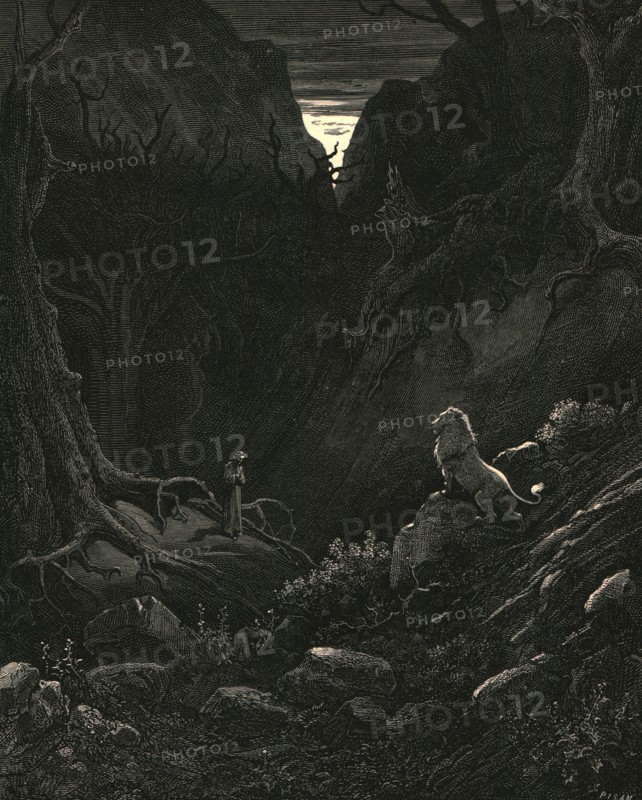 A lion came, 'gainst me as it appear'd', c1890.