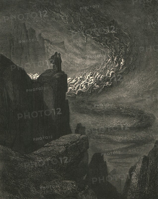 The stormy blast of hell with restless fury drives the spirits on', c1890.