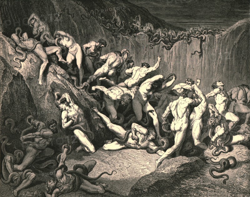 Amid this dread exuberance of woe ran naked spirits wing'd with horrid fear', c1890.