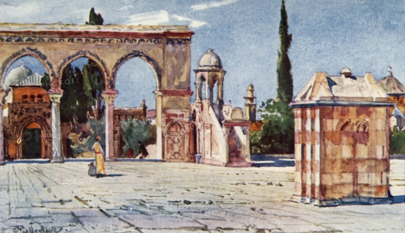 Summer Pulpit from South Porch of Dome of the Rock', 1902.