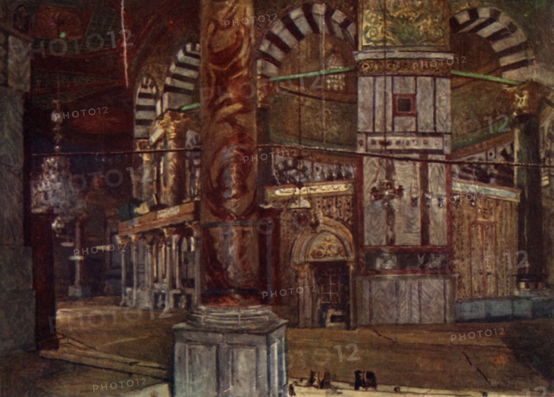 Interior of the Dome of the Rock from the South-East', 1902.