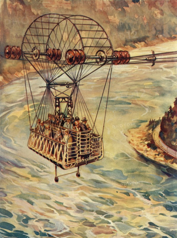Crossing The Niagara Falls By Cable Car', c1930.