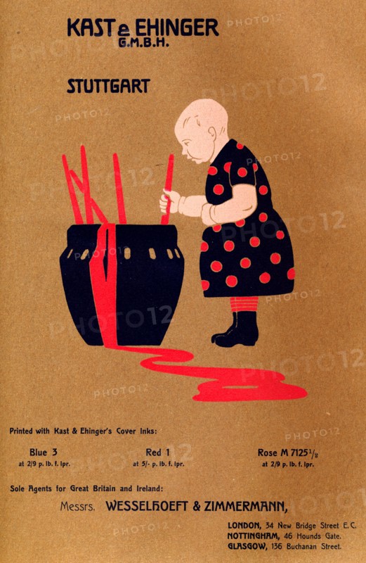 Kast & Ehinger G.M.B.H., Stuttgart - printed with Blue 3, Red 1 and Rose M 7125 1/2', 1909.