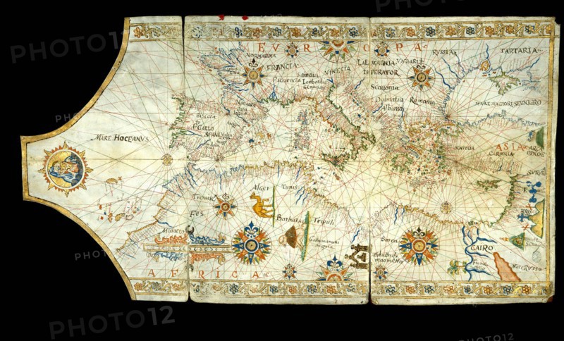 Portolan chart of the Mediterranean Sea, the Black Sea, Sea of Azov?, 16th century.