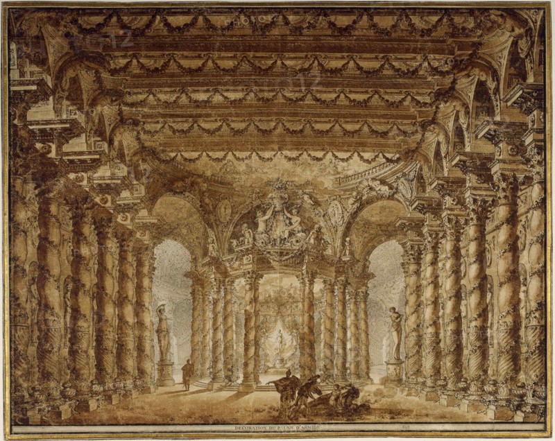 Stage design for the opera Armide by Jean-Baptiste Lully, 1760.