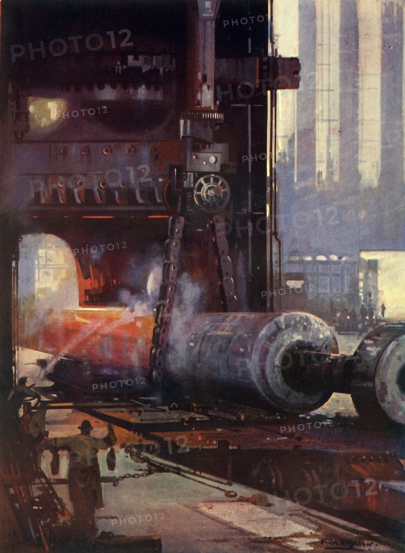 Forging a Propeller Shaft for a Large Liner', c1930.