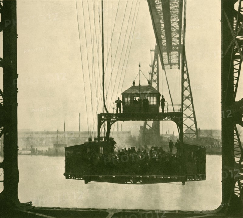 Travelling Car, Transporter Bridge, Middlesborough', c1930.