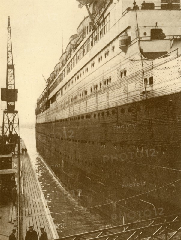 View of Starboard Side of the "Majestic" As She Entered the Floating Dry Dock', c1930.