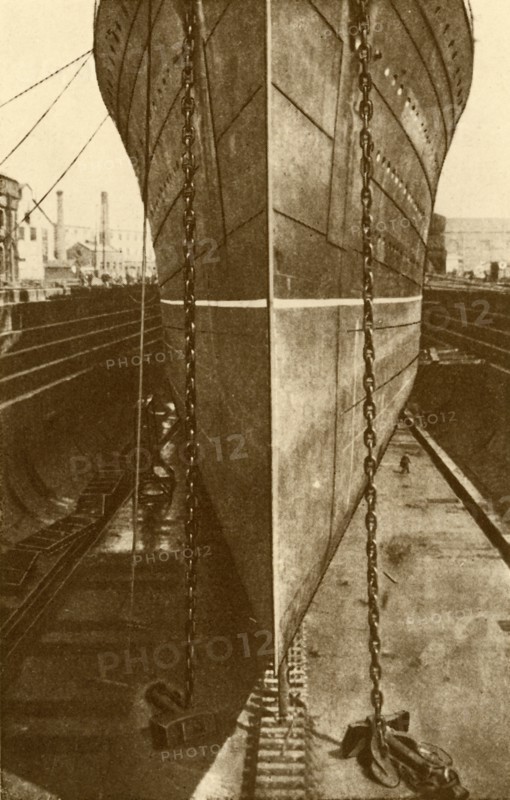 The "Mauretania" in Dry Dock', c1930.