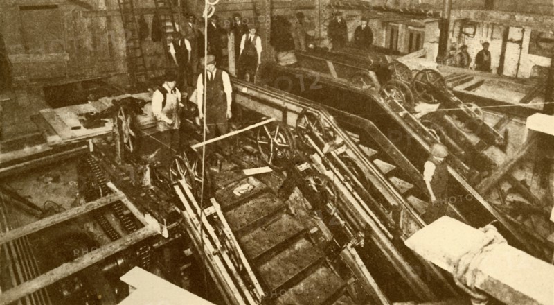 Constructing Escalators at the Bank Station, London', c1930.