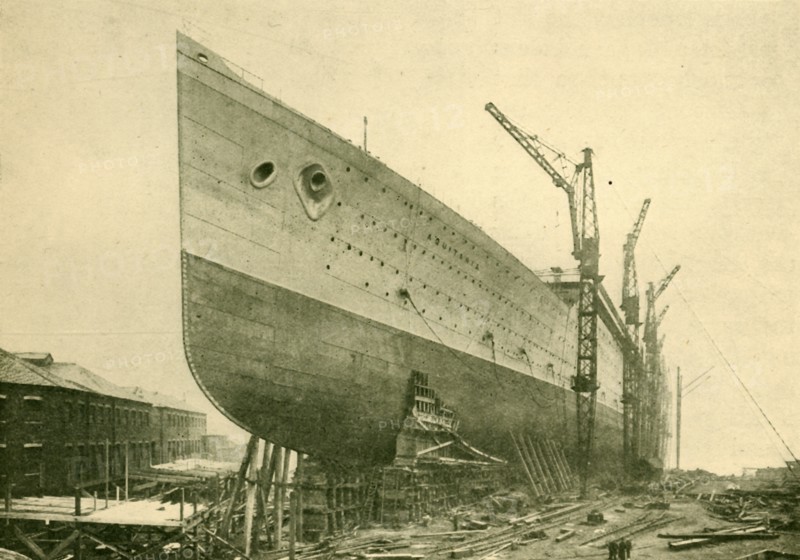 The "Aquitania" on the Stocks', c1930.