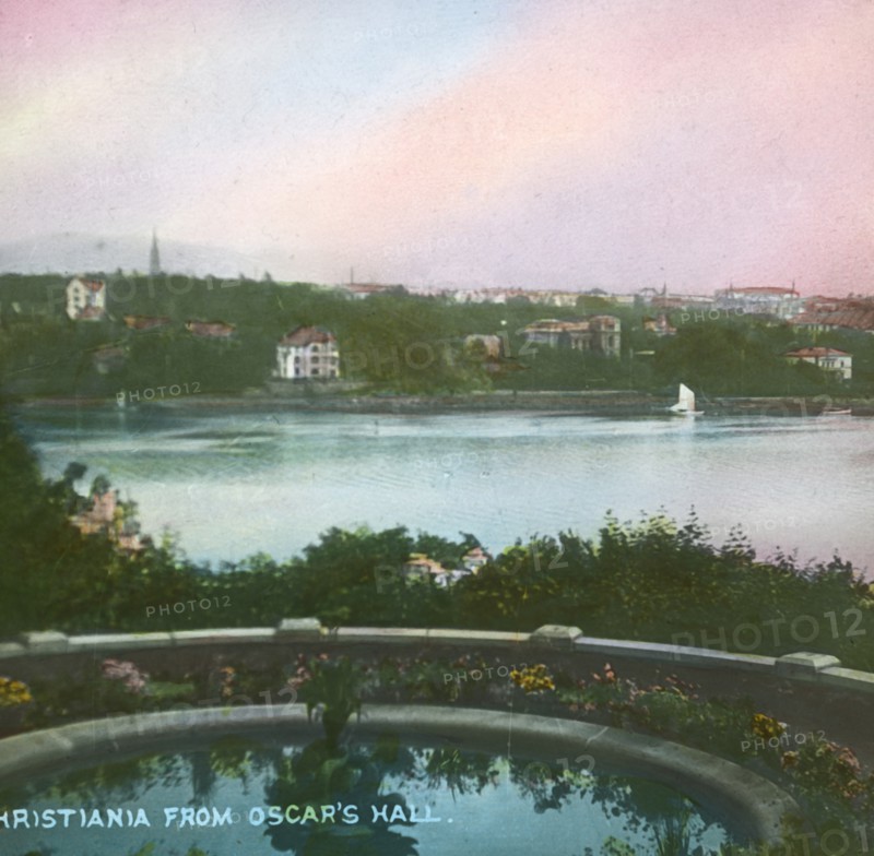 View from Oscarshall, Christiania, (Oslo), Norway, late 19th-early 20th century.