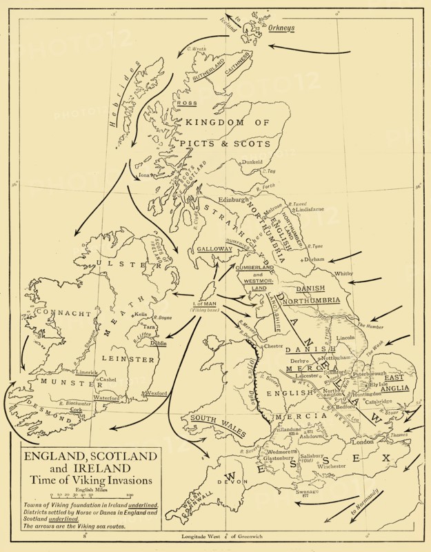 England, Scotland and Ireland - Time of Viking Invasions', 1926. s