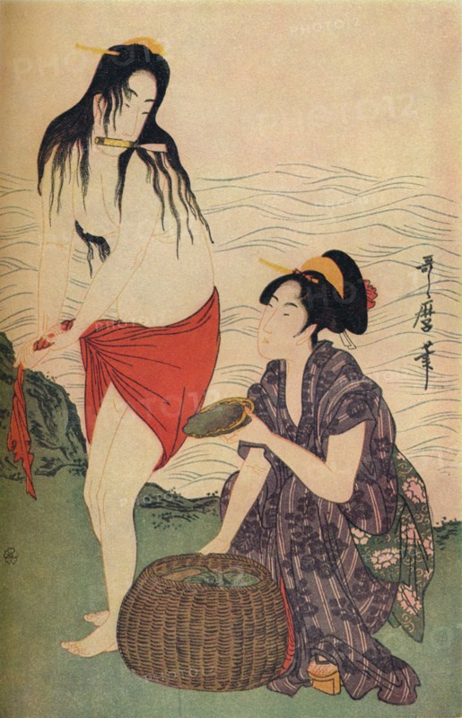 Right hand panel of The Pearl Divers triptych by Utamaro', c1797-98, (1936).