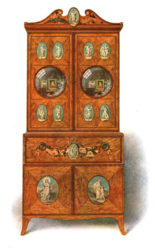 Painted Satin-wood Writing-Cabinet, 1908.