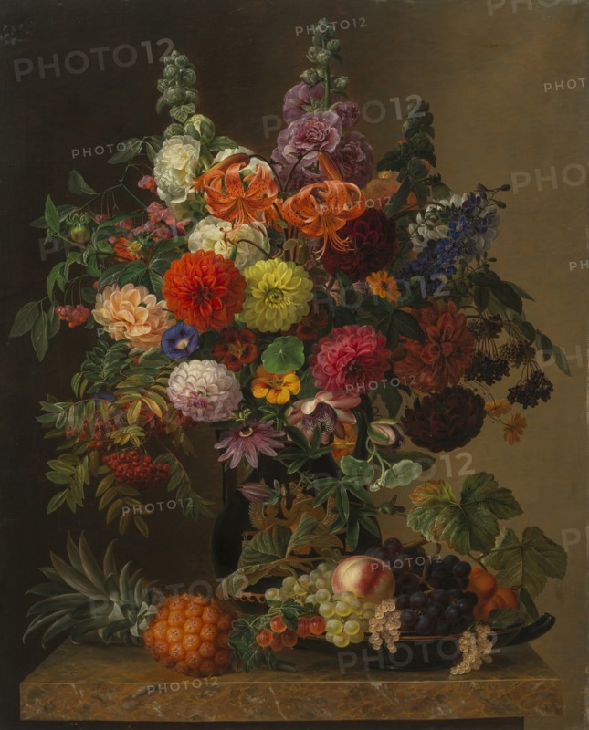 Still life with Flowers and fruits, 1836.