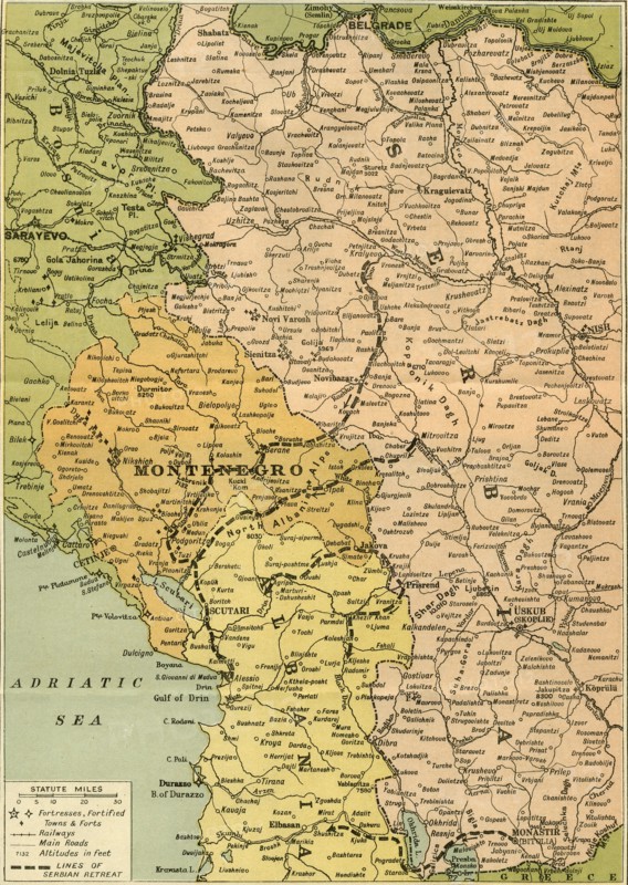 Map To Illustrate the Serbian Retreat', 1919.